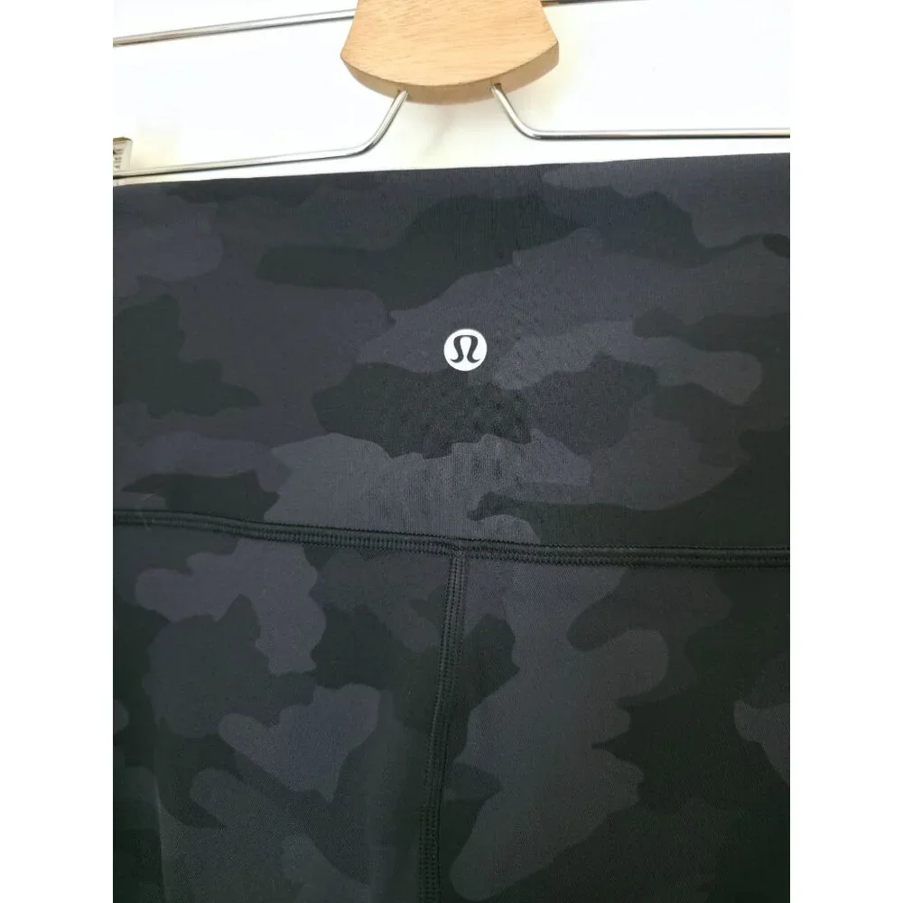 Lululemon Wunder Train High-Rise Crop Athletic Leggings Black Gray Camo Sz 4 - Picture 6 of 8